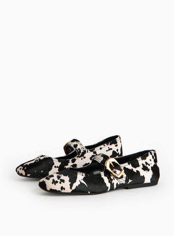 Cow Printed Leather Ballerina Shoes  6